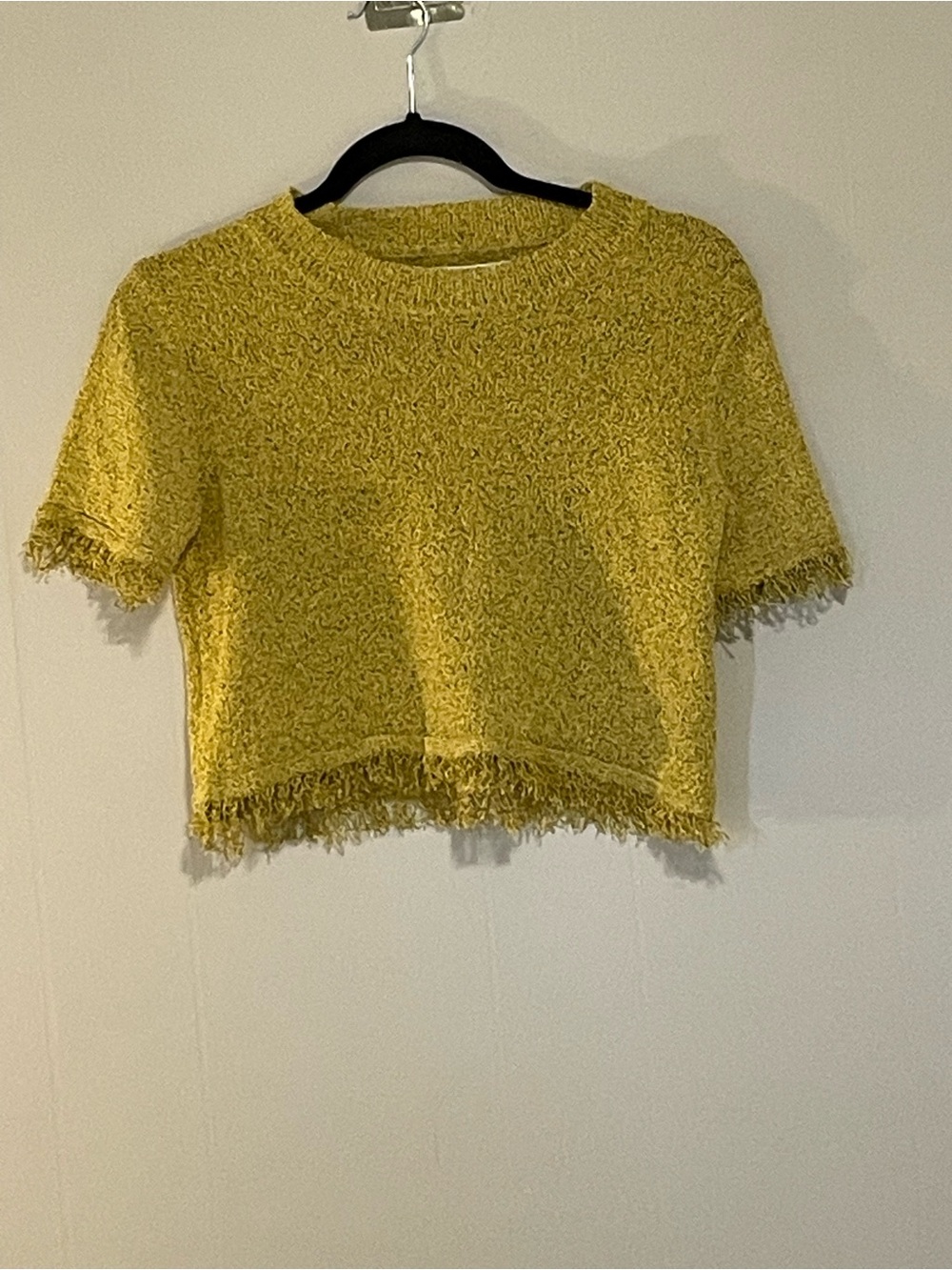 Short Bouclé Knit Top in Mustard Yellow - Women . Item # 11645